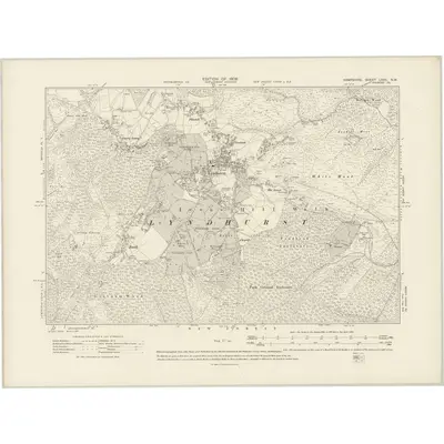 1907 Map of Hampshire & Isle of Wight LXXII.NW, 1909 Print