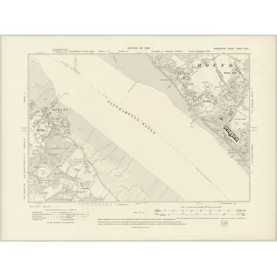 1907 Map of Hampshire & Isle of Wight LXXIII.NE, 1909 Print
