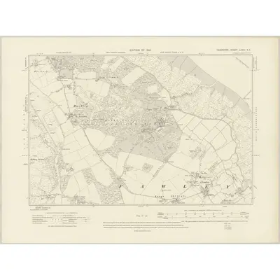 1907 Map of Hampshire & Isle of Wight LXXIII.SE, 1910 Print