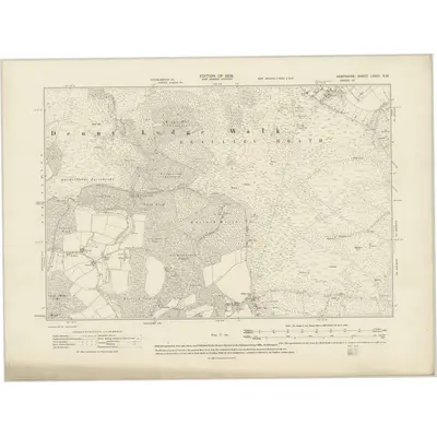 1907 Map of Hampshire & Isle of Wight LXXIII.SW, 1909 Print