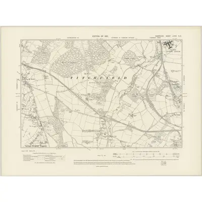 1908 Map of Hampshire & Isle of Wight LXXIV.NE, 1910 Print