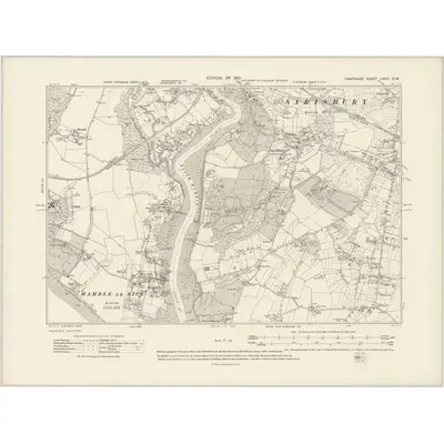 1907 Map of Hampshire & Isle of Wight LXXIV.NW, 1910 Print