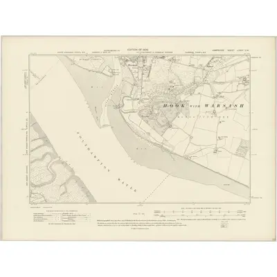 1907 Map of Hampshire & Isle of Wight LXXIV.SW, 1909 Print