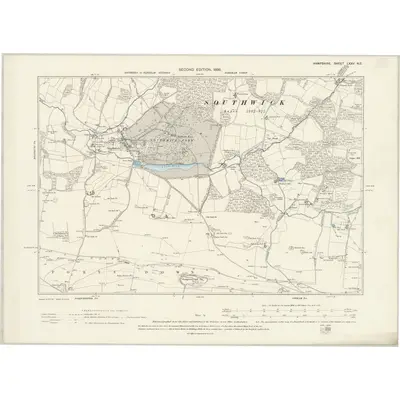 1873 Map of Hampshire & Isle of Wight LXXV.NE, 1898 Print