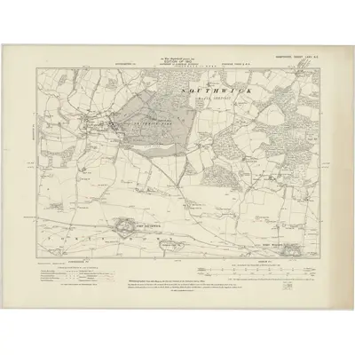 1907 Map of Hampshire & Isle of Wight LXXV.NE, 1910 Print
