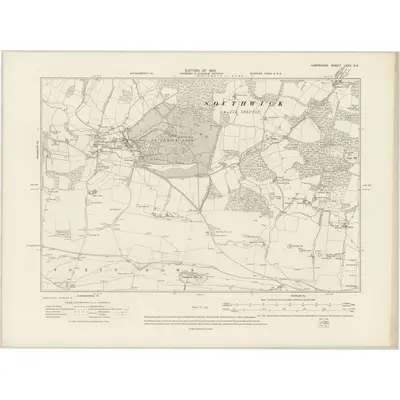 1907 Map of Hampshire & Isle of Wight LXXV.NE, 1910 Print