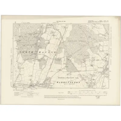 1907 Map of Hampshire & Isle of Wight LXXVI.NE, 1910 Print