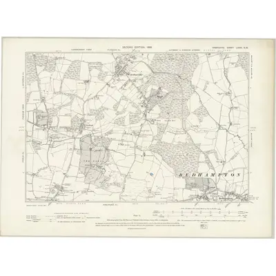 1895 Map of Hampshire & Isle of Wight LXXVI.NW, 1898 Print