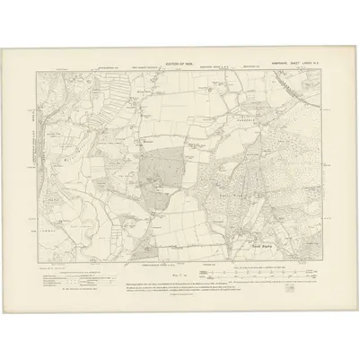 1907 Map of Hampshire & Isle of Wight LXXVIII.NE, 1909 Print