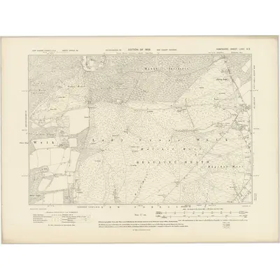 1907 Map of Hampshire & Isle of Wight LXXX.NE, 1909 Print