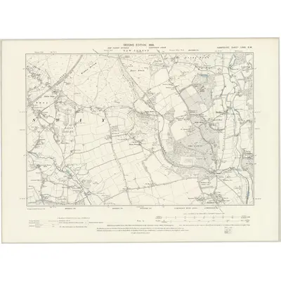 1896 Map of Hampshire & Isle of Wight LXXX.SW, 1898 Print