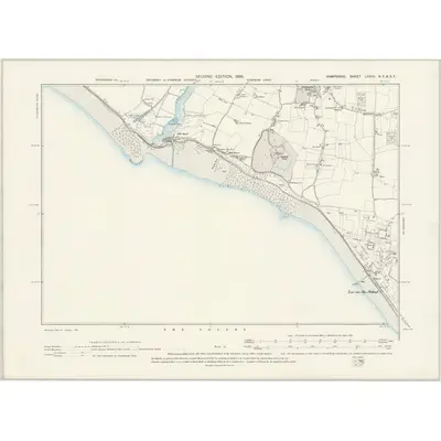 1896 Map of Hampshire & Isle of Wight LXXXII.NE & SE, 1898 Print
