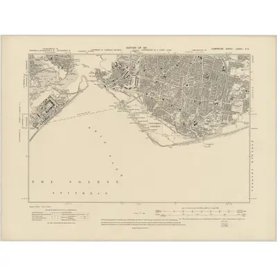 1906 Map of Hampshire & Isle of Wight LXXXIII.SE, 1911 Print
