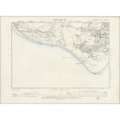 1896 Map of Hampshire & Isle of Wight LXXXIII.SW, 1898 Print
