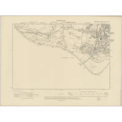 1906 Map of Hampshire & Isle of Wight LXXXIII.SW, 1910 Print