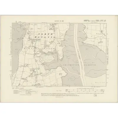 1907 Map of Hampshire & Isle of Wight LXXXIV.NE, 1910 Print
