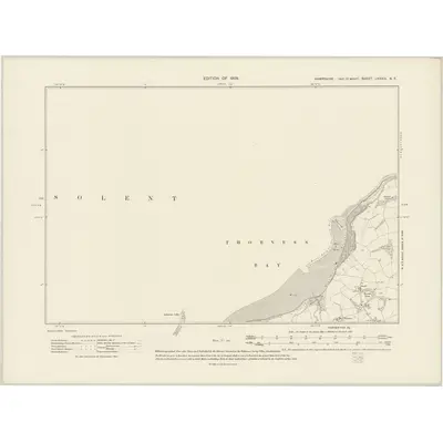 1907 Map of Hampshire & Isle of Wight LXXXIX.NE, 1909 Print