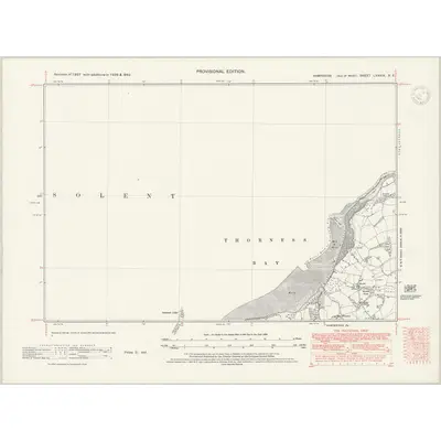 1938 Map of Hampshire & Isle of Wight LXXXIX.NE, 1947 Print