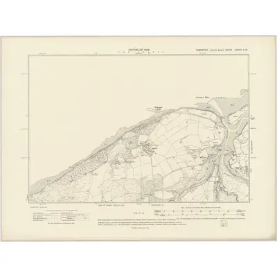 1907 Map of Hampshire & Isle of Wight LXXXIX.SW, 1909 Print
