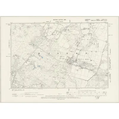 1896 Map of Hampshire & Isle of Wight LXXXV.NE, 1899 Print