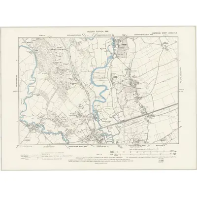 1896 Map of Hampshire & Isle of Wight LXXXVI.NE, 1899 Print