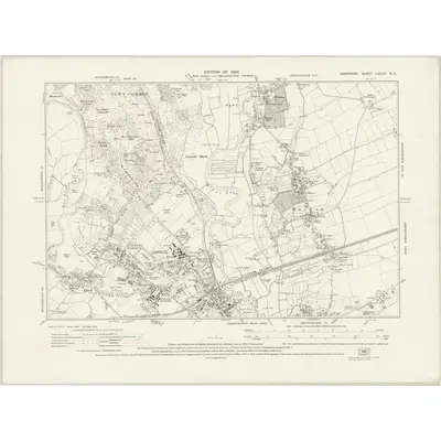 1923 Map of Hampshire & Isle of Wight LXXXVI.NE, 1924 Print