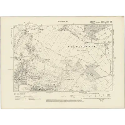1907 Map of Hampshire & Isle of Wight LXXXVI.NW, 1910 Print