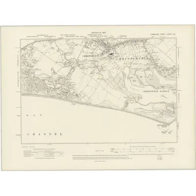 1907 Map of Hampshire & Isle of Wight LXXXVI.SE, 1910 Print