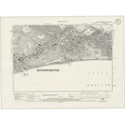 1923 Map of Hampshire & Isle of Wight LXXXVI.SW, 1933 Print