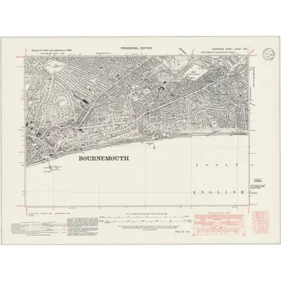 1938 Map of Hampshire & Isle of Wight LXXXVI.SW, 1946 Print