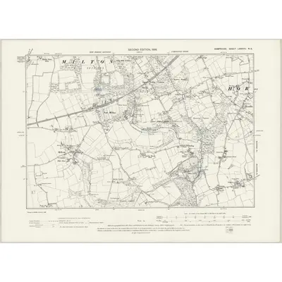 1896 Map of Hampshire & Isle of Wight LXXXVII.NE, 1898 Print