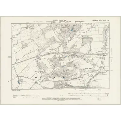 1896 Map of Hampshire & Isle of Wight LXXXVII.NW, 1898 Print