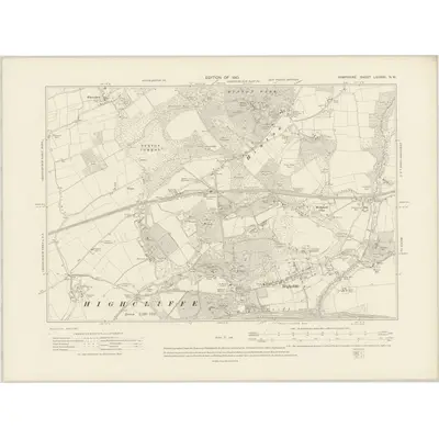 1907 Map of Hampshire & Isle of Wight LXXXVII.NW, 1910 Print