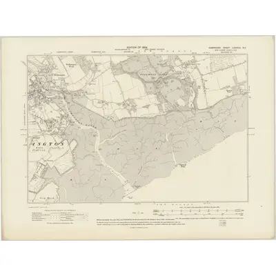 1907 Map of Hampshire & Isle of Wight LXXXVIII.NE, 1909 Print