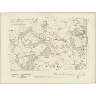 1907 Map of Hampshire & Isle of Wight LXXXVIII.NW, 1909 Print