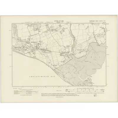 1907 Map of Hampshire & Isle of Wight LXXXVIII.SW, 1909 Print