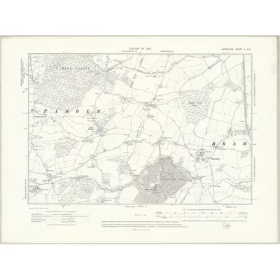 1909 Map of Hampshire & Isle of Wight X.NE, 1912 Print