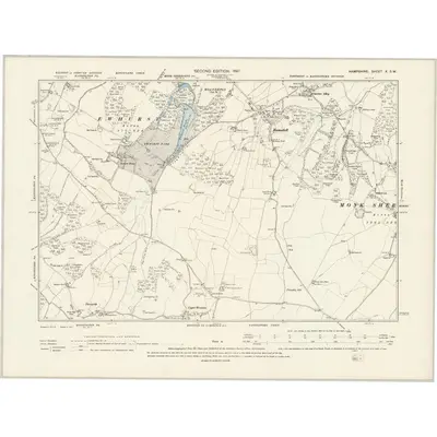 1894 Map of Hampshire & Isle of Wight X.SW, 1897 Print