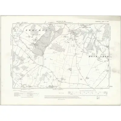 1909 Map of Hampshire & Isle of Wight X.SW, 1912 Print