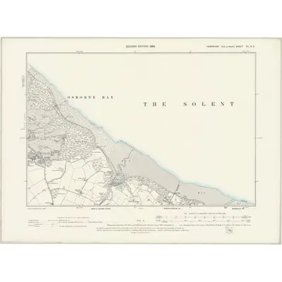 1896 Map of Hampshire & Isle of Wight XC.NE, 1898 Print