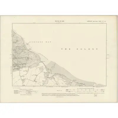 1907 Map of Hampshire & Isle of Wight XC.NE, 1909 Print