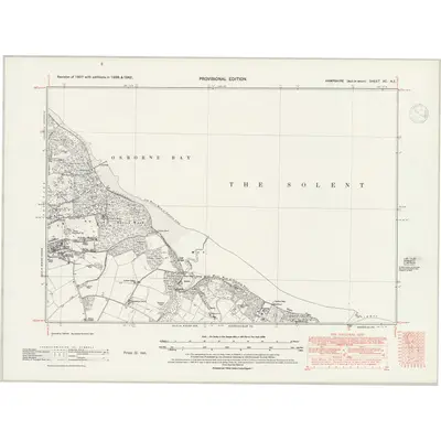1938 Map of Hampshire & Isle of Wight XC.NE, 1947 Print