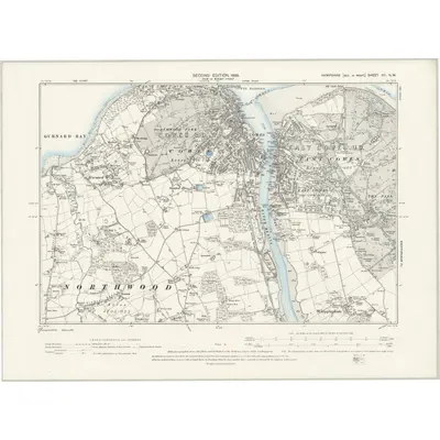 1896 Map of Hampshire & Isle of Wight XC.NW, 1898 Print