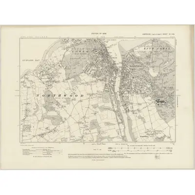 1907 Map of Hampshire & Isle of Wight XC.NW, 1909 Print