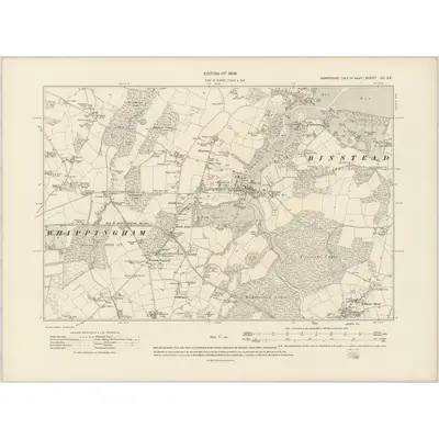 1907 Map of Hampshire & Isle of Wight XC.SE, 1909 Print