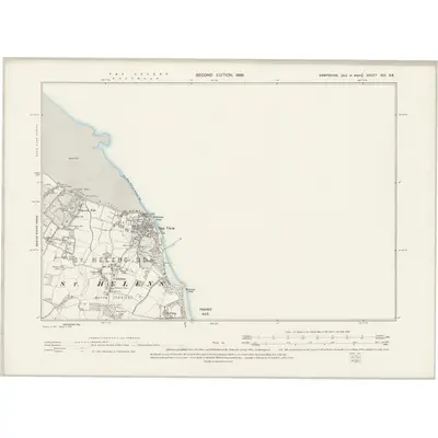 1896 Map of Hampshire & Isle of Wight XCI.SE, 1898 Print