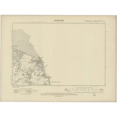 1907 Map of Hampshire & Isle of Wight XCI.SE, 1909 Print