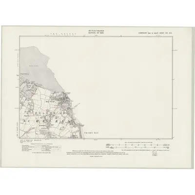 1907 Map of Hampshire & Isle of Wight XCI.SE, 1942 Print