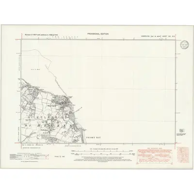 1942 Map of Hampshire & Isle of Wight XCI.SE, 1947 Print
