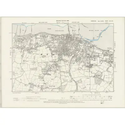 1896 Map of Hampshire & Isle of Wight XCI.SW, 1898 Print